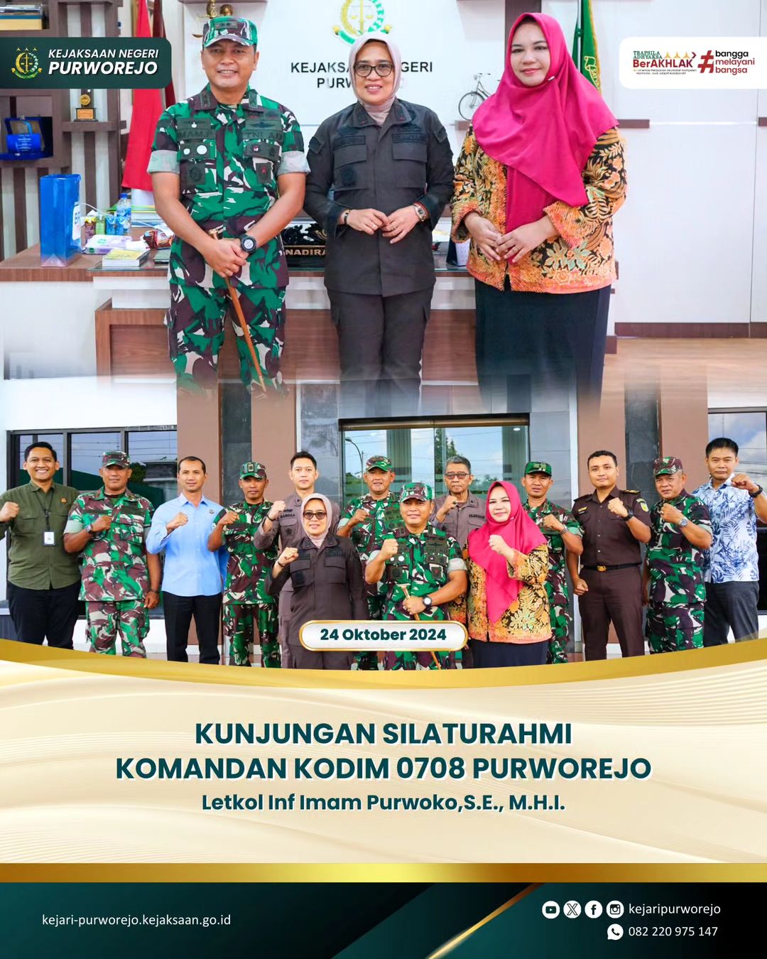 Kunjungan Silaturahmi Komandan Kodim 0708 Purworejo Letkol Inf Imam Purwoko, S.E., M.H.I.
