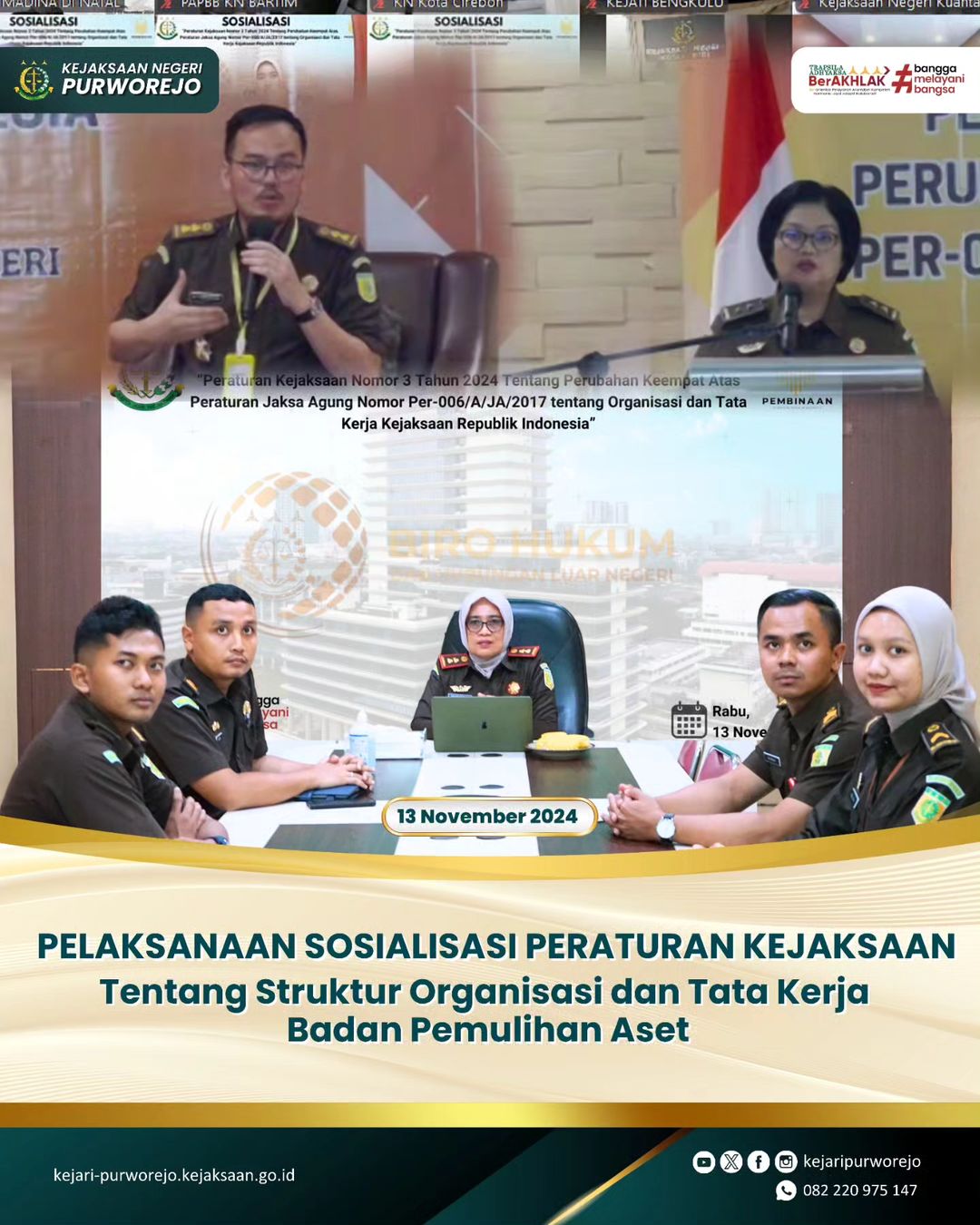Pelaksanaan Sosialisasi Peraturan Kejaksaan Tentang Struktur Organisasi dan Tata Kerja Badan Pemulihan Aset