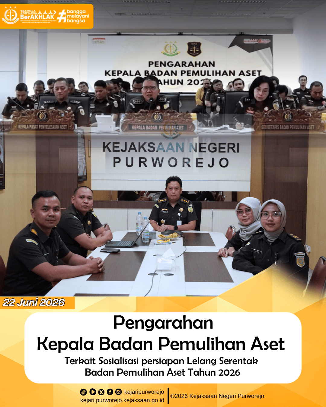 Pengarahan Kepala Badan Pemulihan Aset terkait Sosialisasi Persiapan Lelang Serentak Badan Pemulihan Aset Tahun 2026