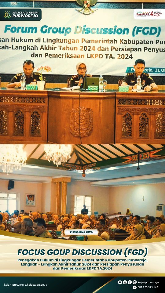 Focus Group Discussion (FGD) Penegakan Hukum di Lingkungan Pemerintahan Kabupaten Purworejo, Langkah-Langkah Akhir Tahun 2024 dan Persiapan Penyusunan dan Pemeriksaan LKPD TA. 2024