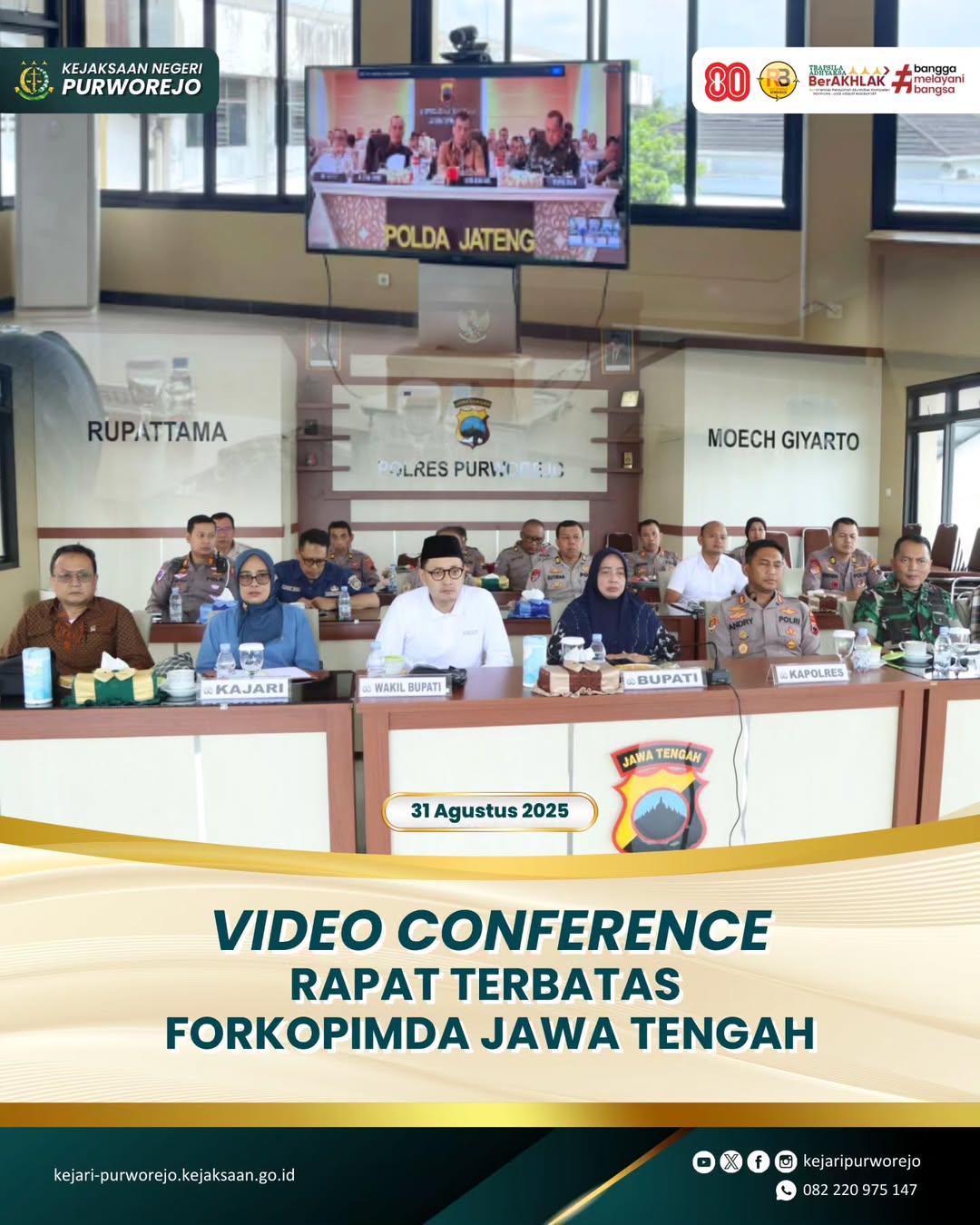 Video Conference Rapat Terbatas Forkopimda Jawa Tengah
