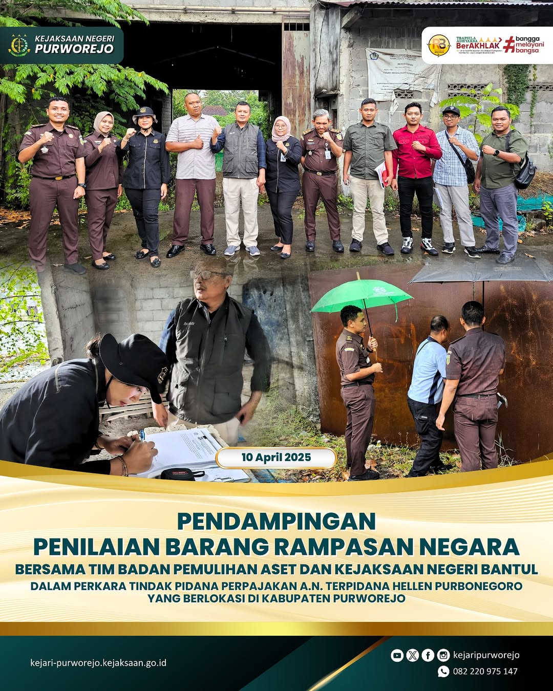 Pendampingan Penilaian Barang Rampasan Negara Bersama Tim Badan Pemulihan Aset dan Kejaksaan Negeri Bantul