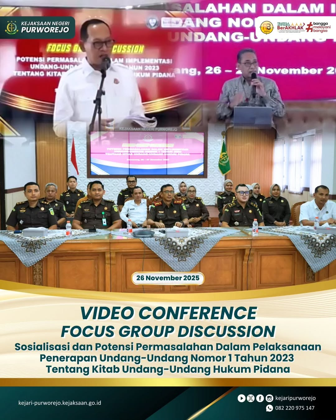 Video Conference Focus Group Discussion (FGD) Sosialisasi dan Pembahasan Potensi Permasalahan dalam Pelaksanaan Penerapan Undang-Undang Nomor 1 Tahun 2023 tentang Kitab Undang-Undang Hukum Pidana