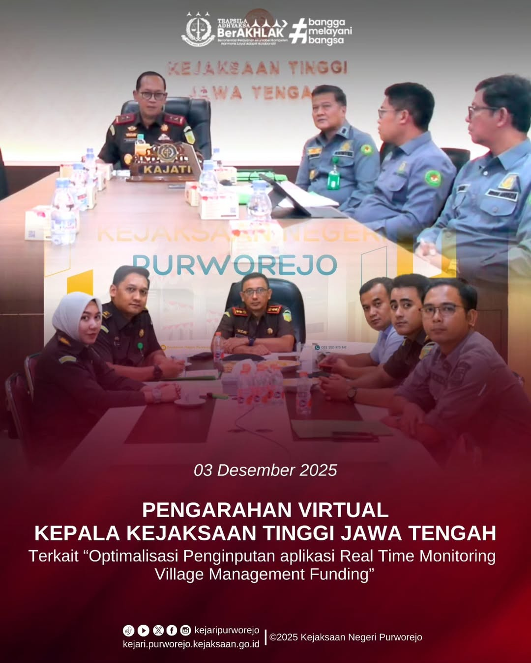 Pengarahan Virtual oleh Kejaksaan Tinggi Jawa Tengah terkait “Optimalisasi Penginputan Aplikasi Real Time Monitoring Village Management Funding”