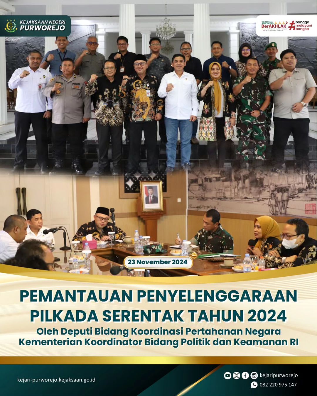 Pemantauan Penyelenggaraan Pilkada Serentak Tahun 2024 oleh Deputi Bidang Koordinasi Pertahanan Negara Kemenko Polkam RI