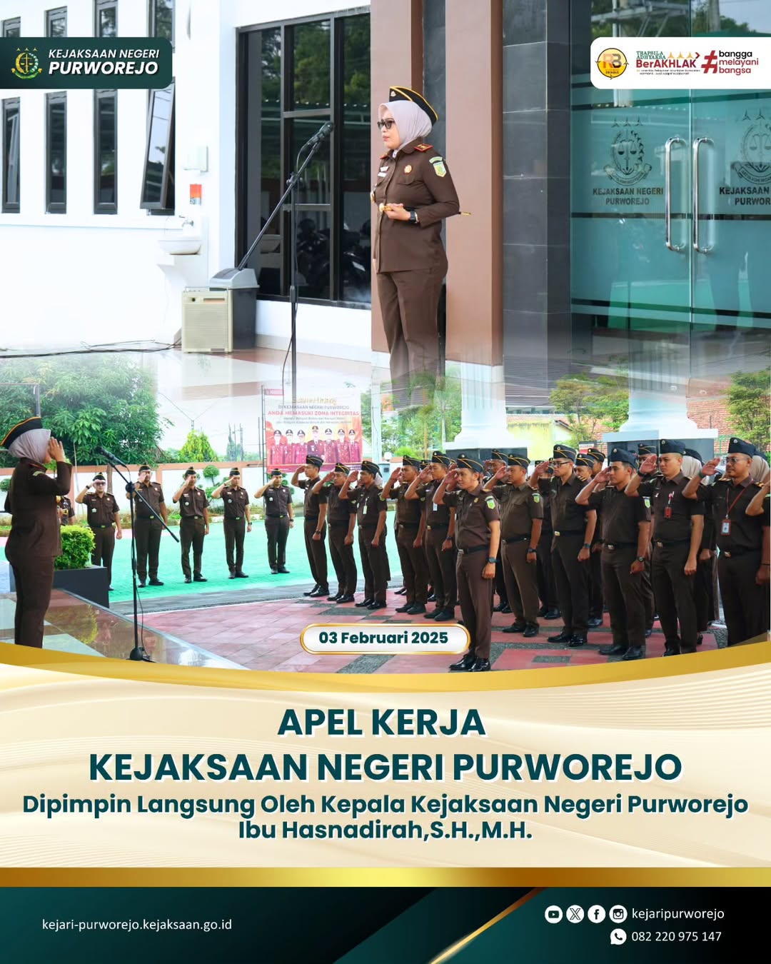 Apel Kerja Kejaksaan Negeri Purworejo Dipimpin oleh Kepala Kejaksaan Negeri Purworejo Ibu Hasnadirah, S.H., M.H.