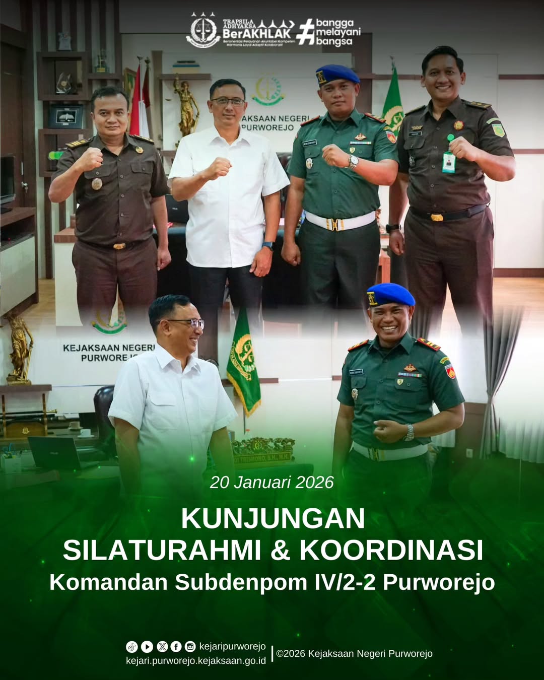 Kunjungan Silaturahmi & Koordinasi Komandan Subdenpom IV/2-2 Purworejo