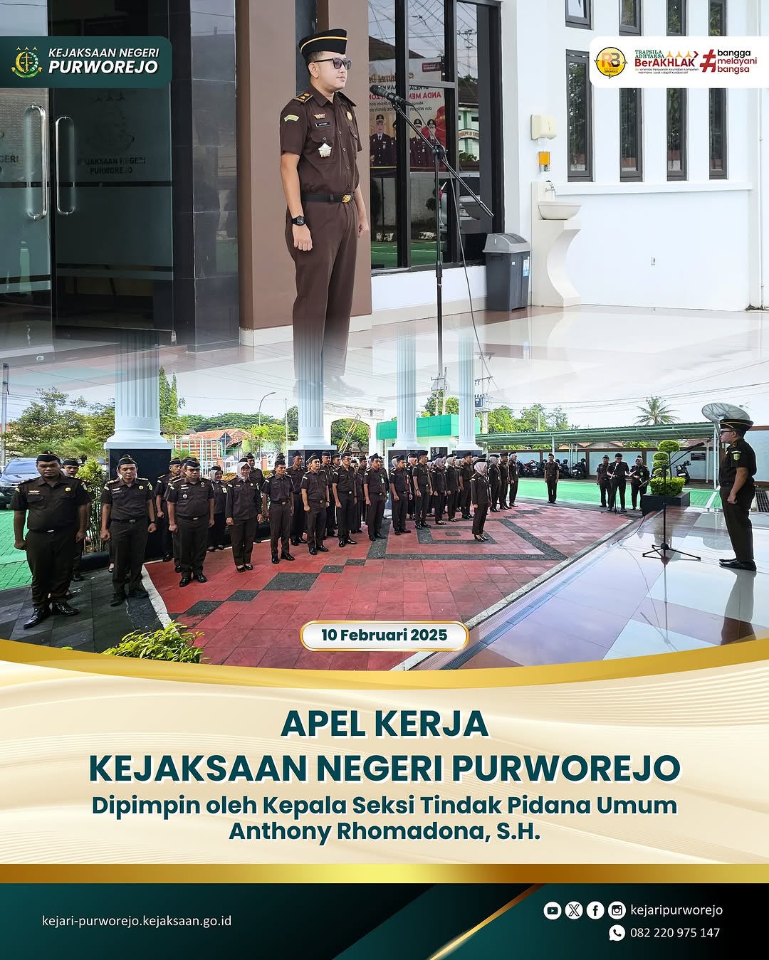 Apel Kerja Kepala Kejaksaan Negeri Purworejo dipimpin oleh Kepala Seksi Tindak Pidana Umum Anthony Rhomadona, S.H.