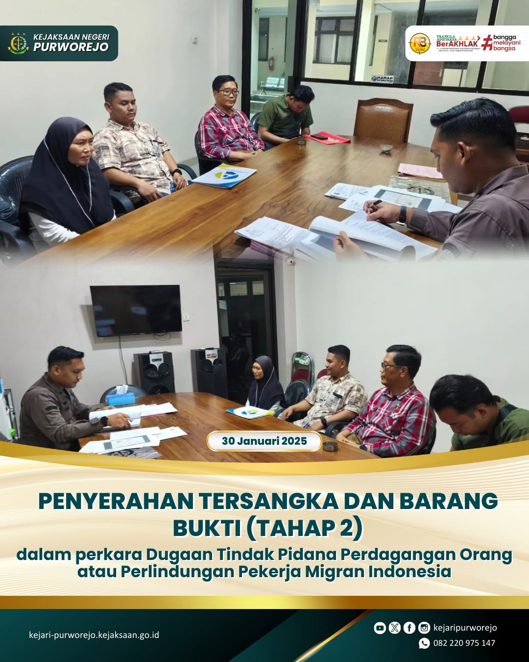 Penyerahan Tersangka dan Barang Bukti (Tahap 2) dalam perkara Dugaan Tindak pidana Perdagangan orang atau Perlindungan Pekerja Migran Indonesia
