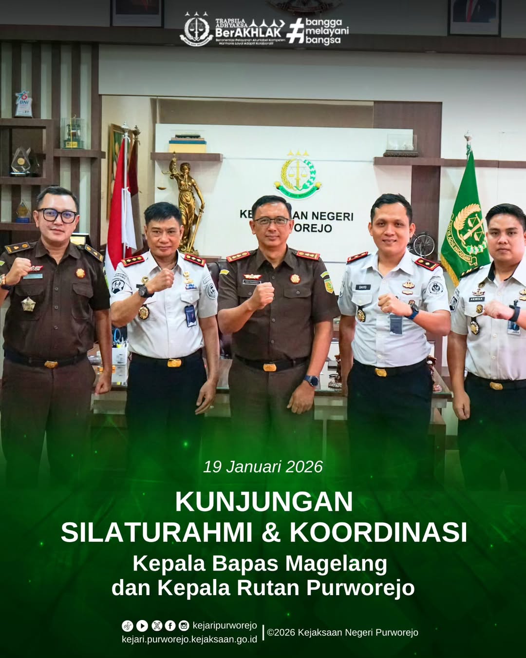 Kunjungan Silaturahmi dan Koordinasi Kepala Bapas Magelang dan Kepala Rutan Purworejo
