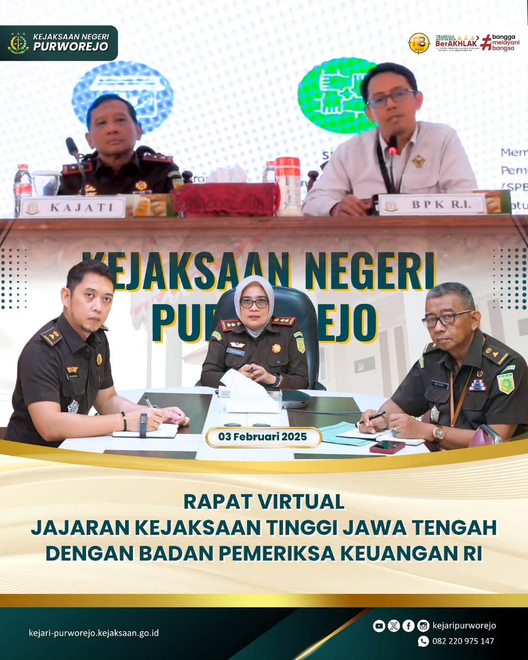 Rapat Virtual Jajaran Kejaksaan Tinggi Jawa Tengah dengan Badan Pemeriksa Keuangan RI