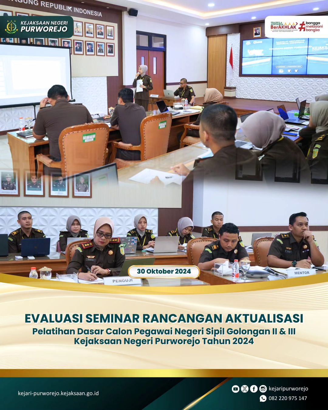 Evaluasi Seminar Rancangan Aktualisasi Pelatihan Dasar CPNS Golongan II & III Kejaksaan Negeri Purworejo Tahun 2024