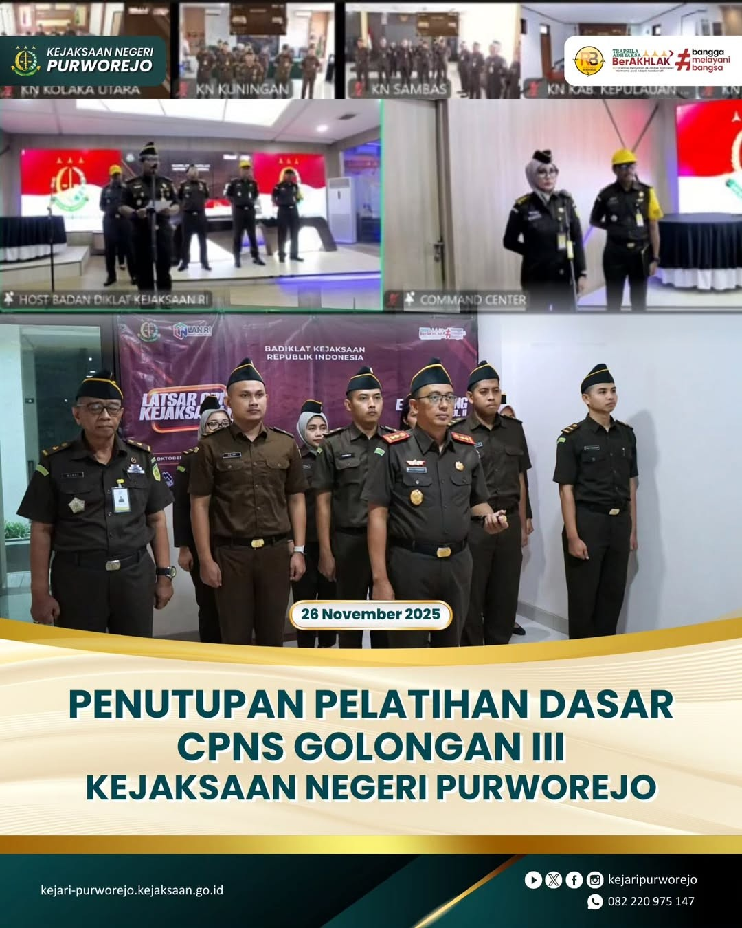 Penutupan Pelatihan Dasar CPNS Golongan III Kejaksaan Negeri Purworejo