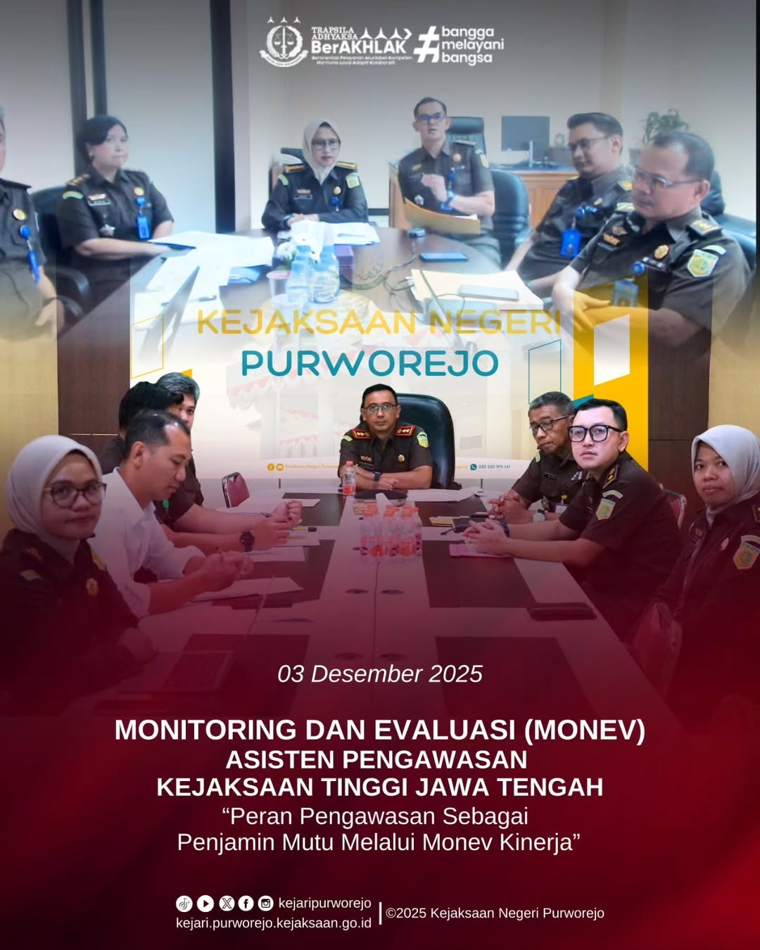 Monitoring dan Evaluasi (Monev) melalui Zoom Meeting yang diselenggarakan oleh Asisten Pengawasan Kejaksaan Tinggi Jawa Tengah dengan tema “Peran Pengawasan Sebagai Penjamin Mutu Melalui Monev Kinerja”