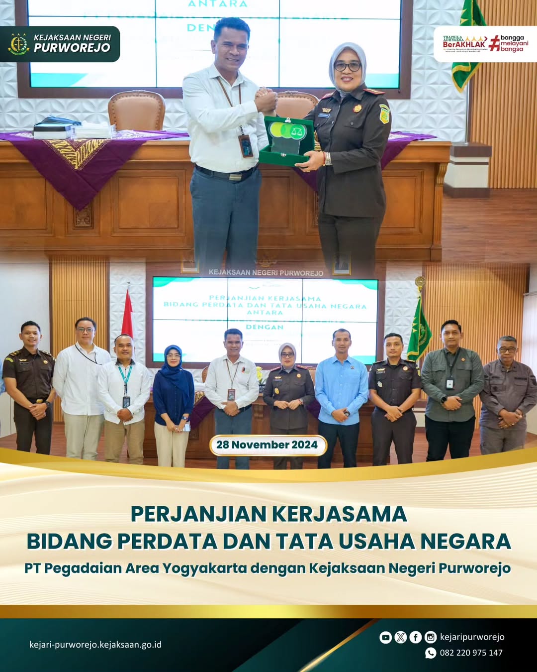 Perjanjian Kerjasama Bidang Perdata dan Tata Usaha Negara Kejaksaan Negeri Purworejo dengan PT Pegadaian Area Yogyakarta