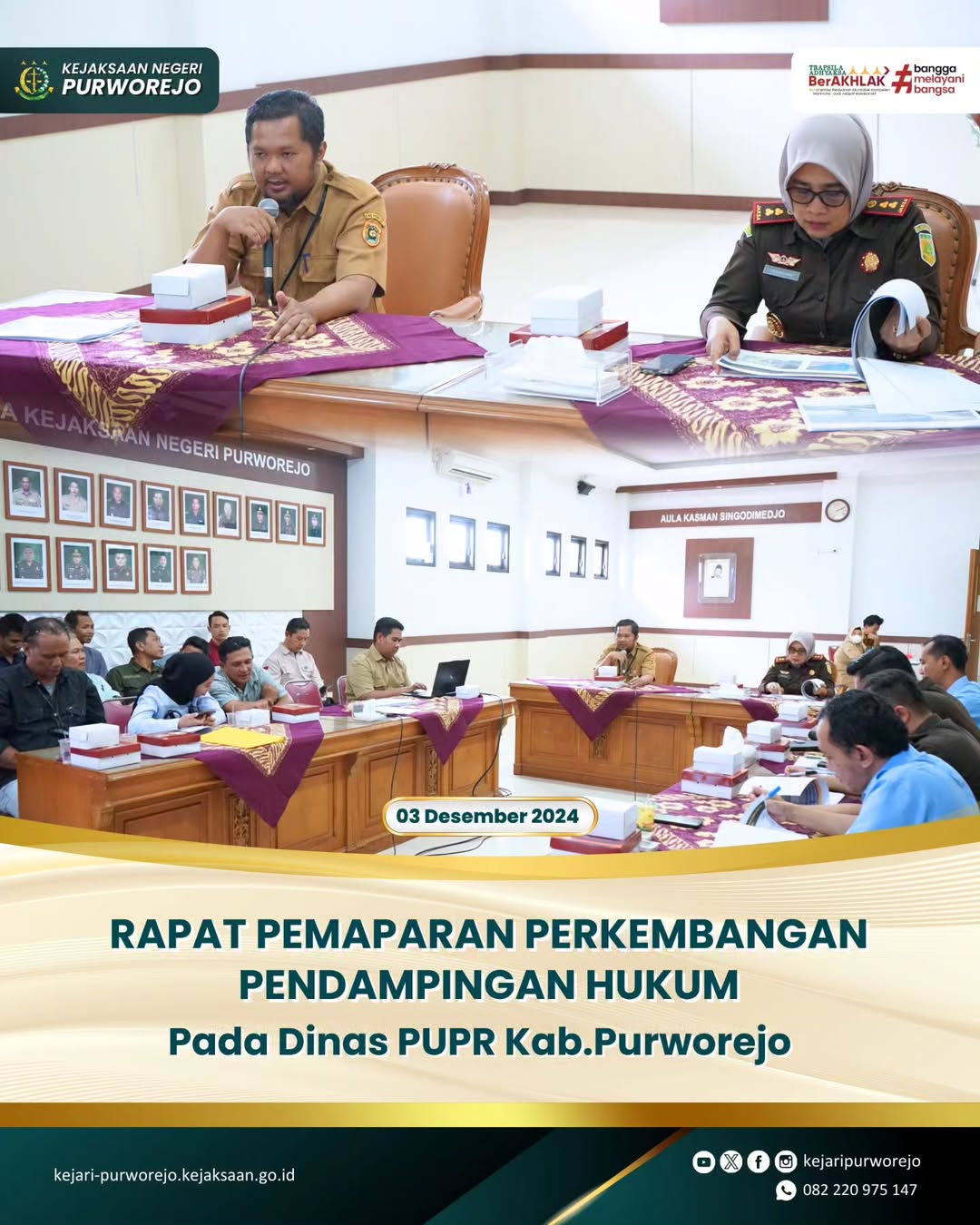Rapat Pemaparan Perkembangan Pendampingan Hukum Pada Dinas PUPR Kabupaten Purworejo