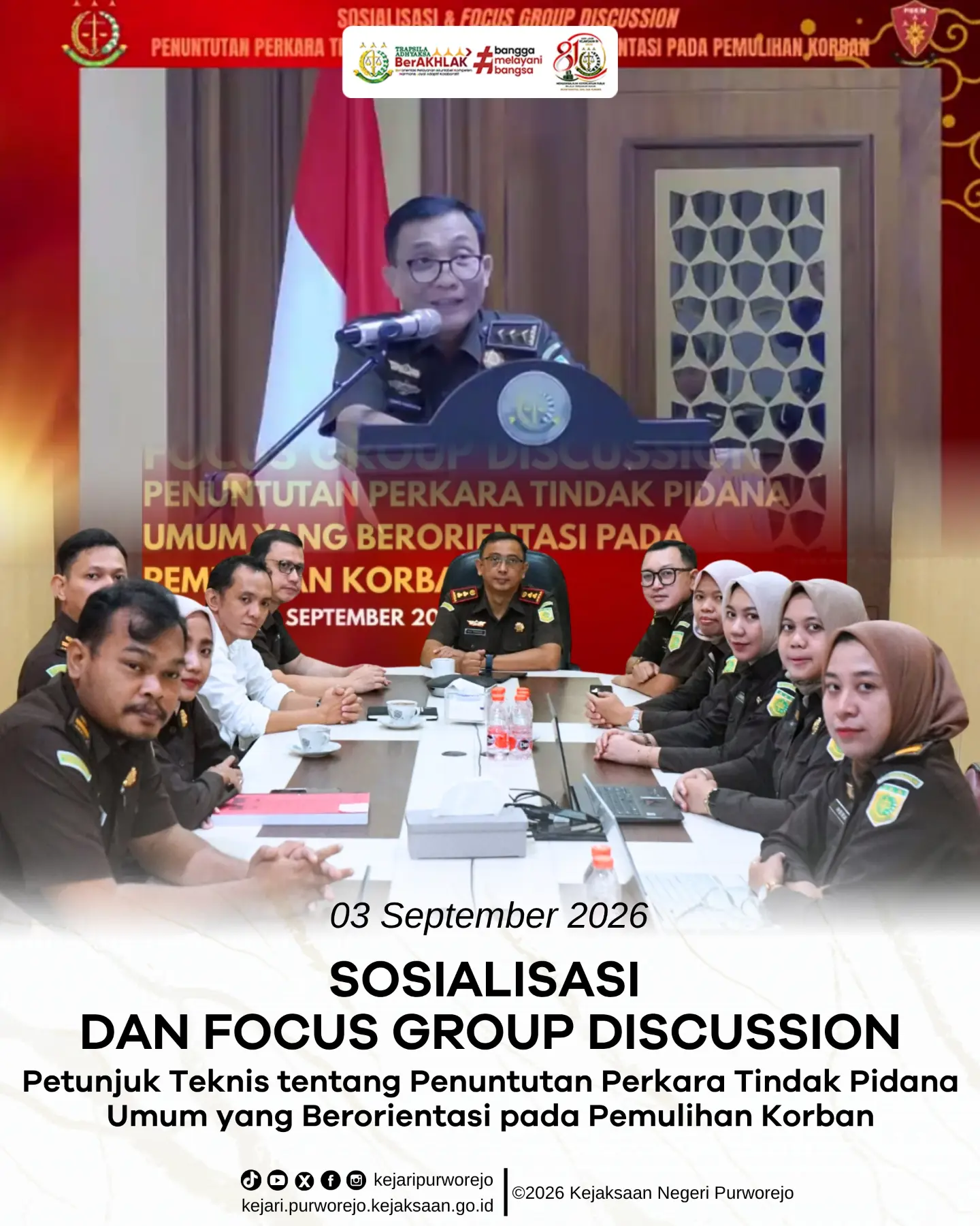 Sosialisasi dan Focus Group Discussion (FGD) Petunjuk Teknis tentang Penuntutan Perkara Tindak Pidana Umum yang Berorientasi pada Pemulihan Korban