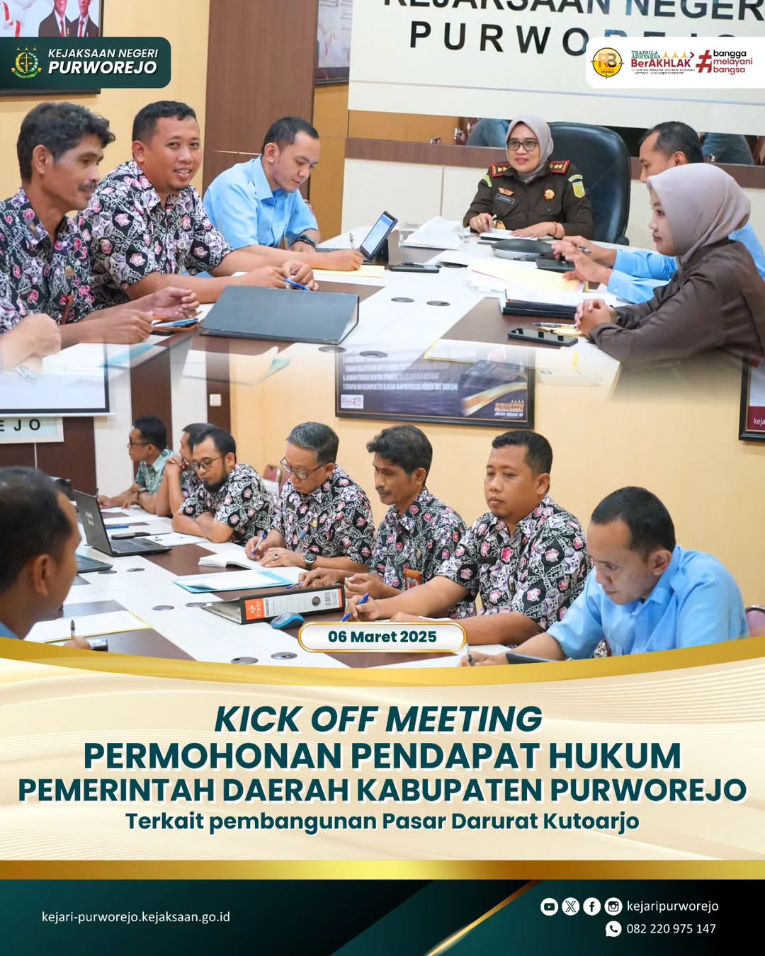 Kick Off Meeting Permohonan Pendapat Hukum Pemerintah Daerah Kabupaten Purworejo terkait Pembangunan Pasar Darurat Kutoarjo