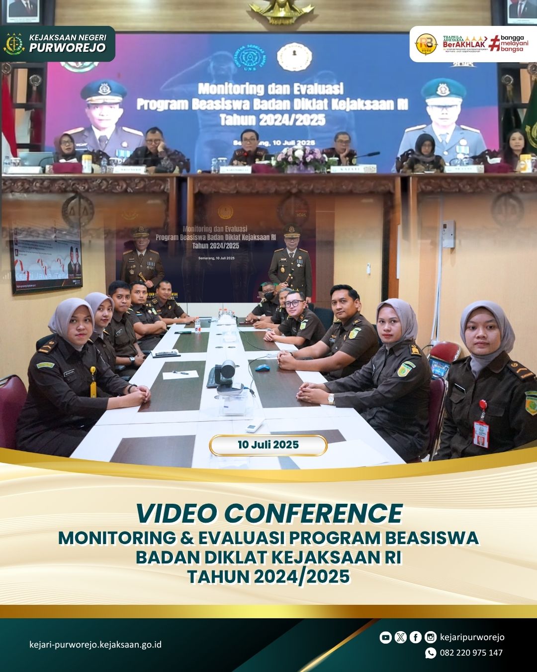 Video Conference Monitoring dan Evaluasi Program Beasiswa Badan Diklat Kejaksaan RI Tahun 2024/2025