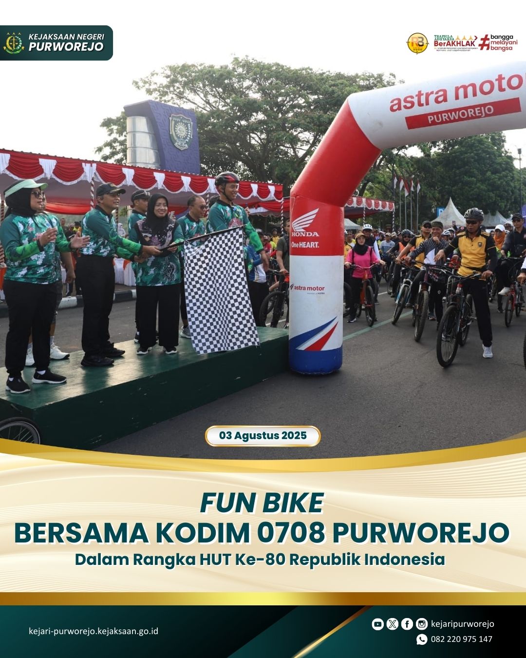 Fun Bike bersama Kodim 0708 Purworejo dalam rangka memperingati HUT ke-80 Republik Indonesia