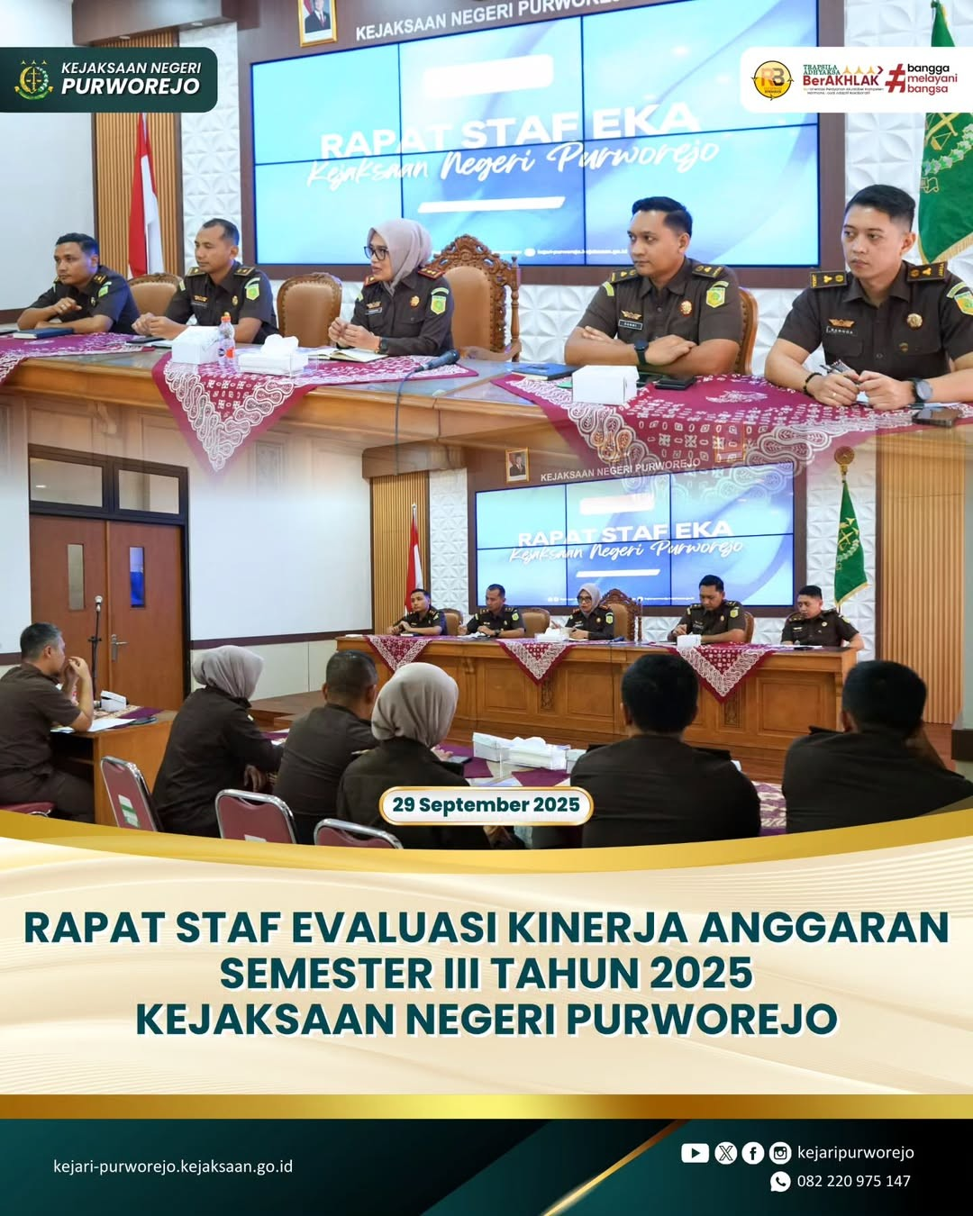 Rapat Staf Evaluasi Kinerja Anggaran (EKA) Triwulan III Tahun 2025 Kejaksaan Negeri Purworejo
