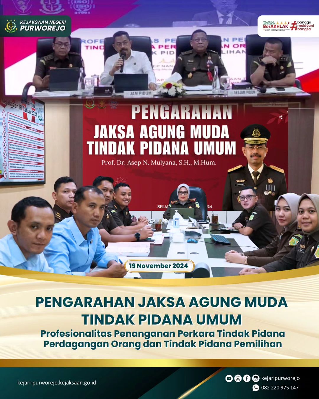 Pengarahan Jaksa Agung Muda Tindak Pidana Umum Profesionalitas Penanganan Perkara Tindak Pidana Perdagangan Orang dan Tindak Pidana Pemilihan
